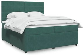 vidaXL Cama com molas/colchão 200x200 cm veludo verde-escuro