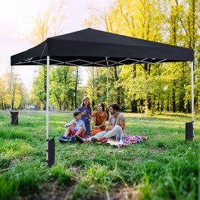 Tenda dobrável instantânea de 3x3 m com 4 pesos areia, saco de transporte, proteção solar e Estrutura de aço para jardim, festas, eventos, na cor pret