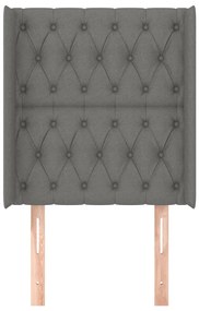 Cabeceira cama c/ abas tecido 83x16x118/128 cm cinzento-escuro