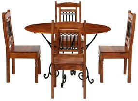 Conjunto mesa jantar 5 pcs acácia maciça c/ acabamento sheesham