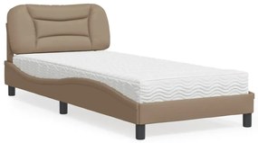 Cama com colchão 90x190 cm couro artificial cappuccino