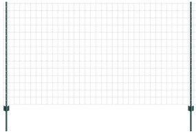 Cerca Euro com 5 Postes U Verde 1,4x10 m Aço