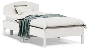 Estrutura de cama com cabeceira 90x190 cm pinho maciço branco