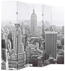 Biombo dobrável Nova Iorque de dia 200x170 cm preto e branco