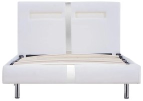 Estrutura de cama c/ LEDs 90x200 cm couro artificial branco