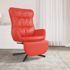 3097617 vidaXL Cadeira de descanso c/ apoio de pés couro artificial vermelho
