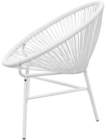 Cadeira lua de fios para jardim vime PE branco