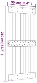 Porta de correr com ferragens 90x210 cm madeira de pinho maciça