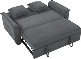 HOMCOM Sofá-cama futon, encosto ajustável, sofá 2 lugares com 2 almofadas, Cinza Escuro | Aosom Portugal