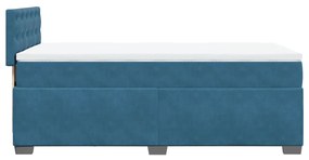 Cama boxspring com colchão 100x200 cm veludo azul