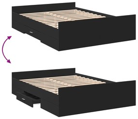 Estrutura cama c/ gavetas 120x190 cm derivados de madeira preto