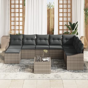 Conjunto de Jantar de Jardim de 8 Peças com Almofadas de Rattan Poly P