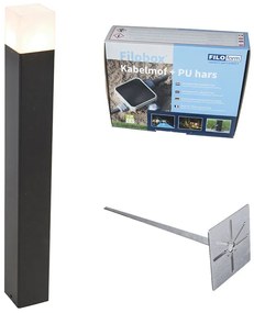 Estaca de exterior preto vidro opal 70 cm pico de terra e prensa-cabo - Denmark Moderno
