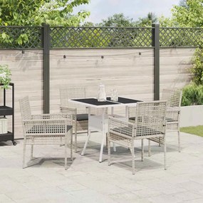 Conjunto de Jantar de 5 Peças Cinza Claro Rattan