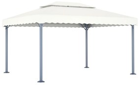 Gazebo com cordões de luzes LED 400x300 cm alumínio cor creme