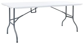 vidaXL Mesa de jardim dobrável 180x72x72 cm PEAD branco