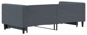 Sofá-cama com gavetão 90x190 cm veludo cinzento-escuro