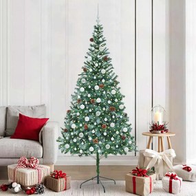 vidaXL Árvore de Natal Artificial com 300 LEDs Verde 210 cm PVC e Aço