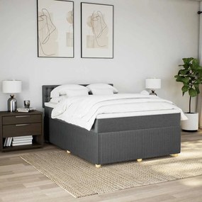 Cama com molas/colchão 140x200 cm tecido cinzento-escuro