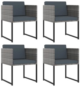 9 pcs conjunto jantar p/ jardim c/ almofadões vime PE cinzento