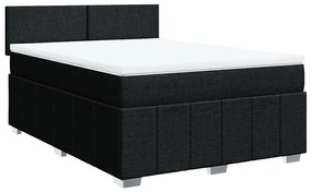 Cama com molas/colchão 140x200 cm tecido preto