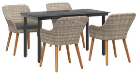vidaXL Conjunto de Jantar para Jardim 5 pcs Cinzento-claro vime PE