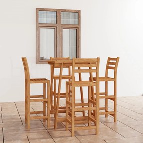 vidaXL 5 pcs conjunto de bar para exterior madeira de acácia maciça