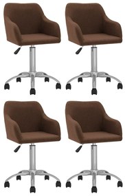 vidaXL Cadeiras de jantar giratórias 4 pcs tecido castanho