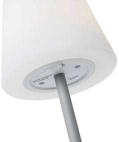 Candeeiro de mesa cinzento recarregável com LED e dimmer IP54 - Jude Moderno