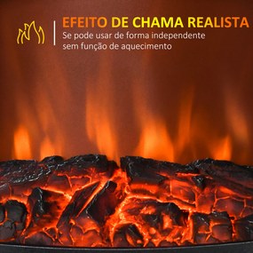 Lareira Elétrica 900W/1800W com Temperatura Ajustável e Proteção Sobreaquecimento para 20-25 ㎡ 39x26x54,8 cm Preto