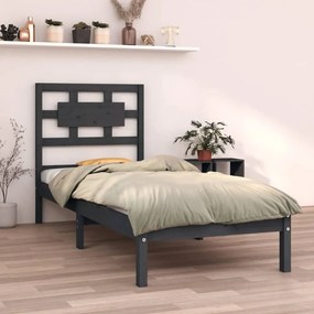 vidaXL Estrutura cama pequena solteiro 75x190 cm madeira maciça cinza