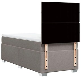 Cama com molas/colchão 100x200 cm tecido cinza-acastanhado