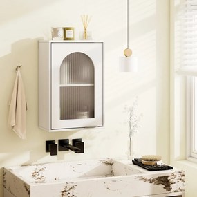 Armário parede para casa de banho 35 x 20 x 52,5 cm com porta de vidro e prateleira ajustável Branco