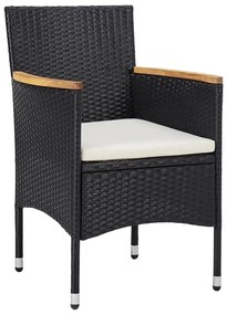 5 pcs conjunto de jantar para jardim vime PE preto