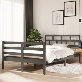 vidaXL Estrutura de cama 120x200 cm madeira de pinho maciça cinzento