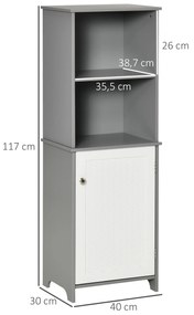 kleanklin Armário para Casa de Banho com Prateleiras 1 Armário com Prateleira Interior Ajustável Móvel Auxiliar de Armazenamento para Sala de Estar Co