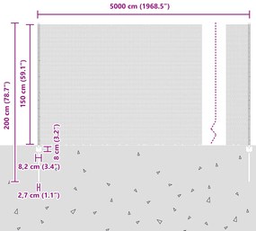 Postes de Cerca vidaXL 22 pcs U-Channel Cinza 150 cm Aço