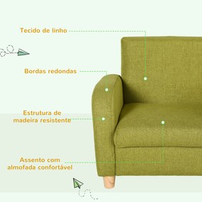 Sofá Infantil Mini Sofá para Crianças acima de 3 anos com Assento Acolchoado e Apoio para os Braços 49x45x44 cm Verde