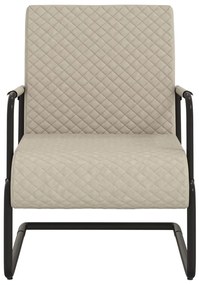 Cadeira cantilever em couro artificial cinzento-claro