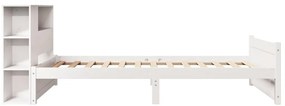 Cama com estante sem colchão 100x200 cm pinho maciço branco