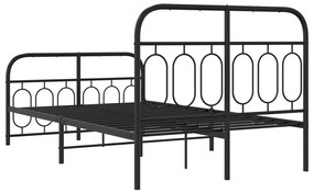 Estrutura de cama com cabeceira e pés 120x190 cm metal preto