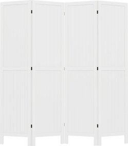 Biombo de madeira para divisão de espaços 160 x 170 cm, divisória interior dobrável, 4 painéis de madeira, branco