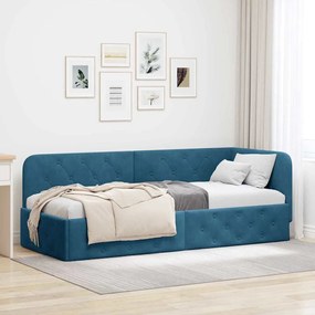 vidaXL Estrutura de Cama de Canto Azul 80 x 200 cm Veludo