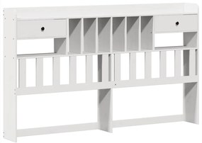 Cama com estante sem colchão 200x200 cm pinho maciço branco