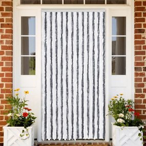 Cortina anti-insetos 100x230 cm chenille cinzento e branco