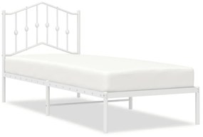 Estrutura de cama com cabeceira 75x190 cm metal branco