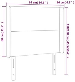 Cabeceira cama c/ luzes LED veludo 93x16x118/128cm verde-escuro