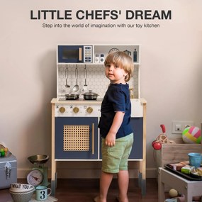 Cozinha de Brincar Infantil de Madeira Estilo 92 x 60 x 30 cm Vintage Azul