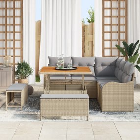 Conjunto de Sofás de Jardim vidaXL de 8 peças com Almofadas Bege Polir