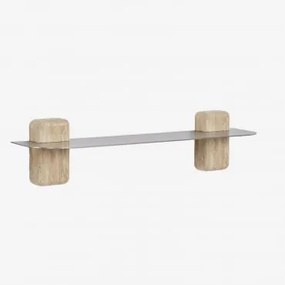 Pack De 2 Prateleiras De Parede Para Casa De Banho Em Aço Inoxidável Serbian ↔︎ 80 Cm & Travertine - Sklum